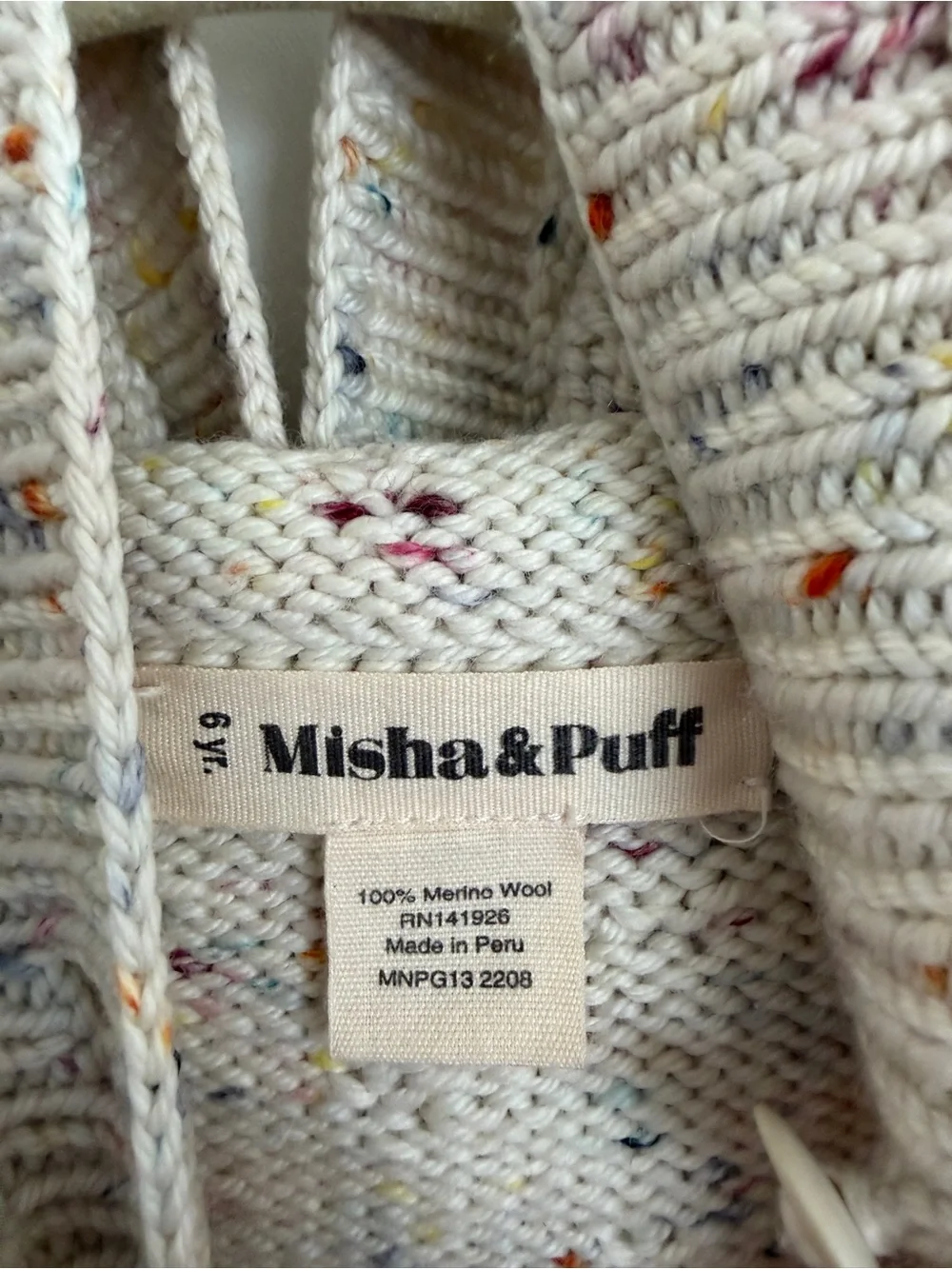 Misha and Puff Kids Confetti Hooded Cardigan Speckled Knit Cardigan Jacket - Picture 3 of 4